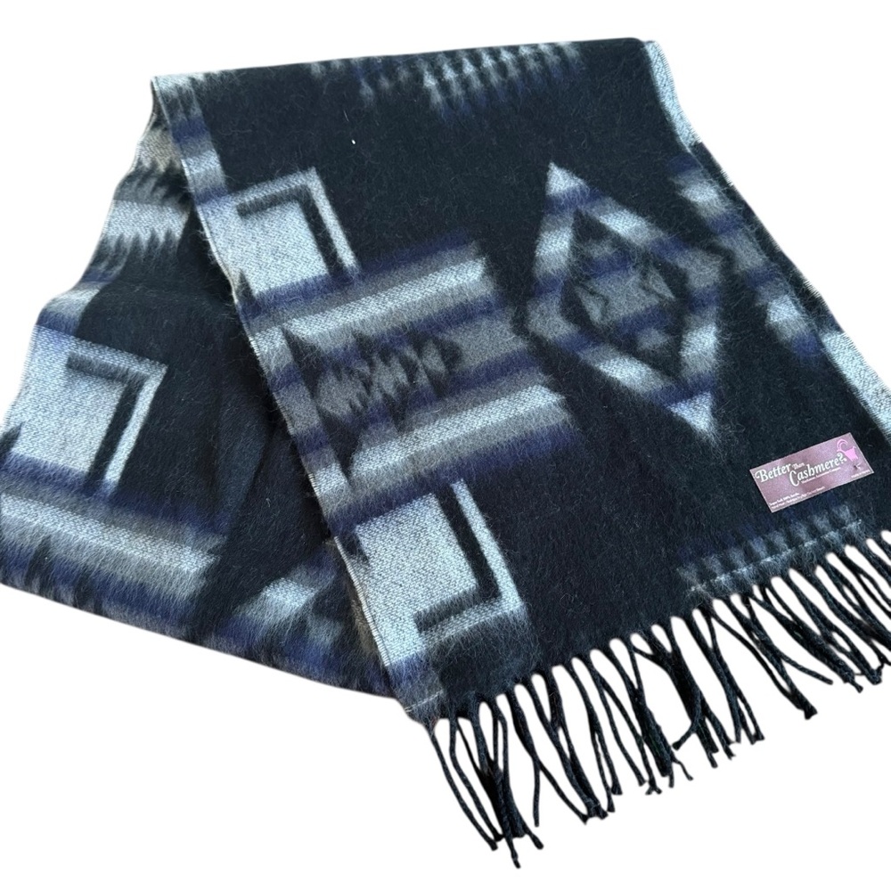 Reversible Scarf Blue Black Grey White Better Than Cashmere Very Cozy Soft